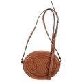 Celine Cuir Triomphe Oval Purse Brown Calfskin Leather Shoulder