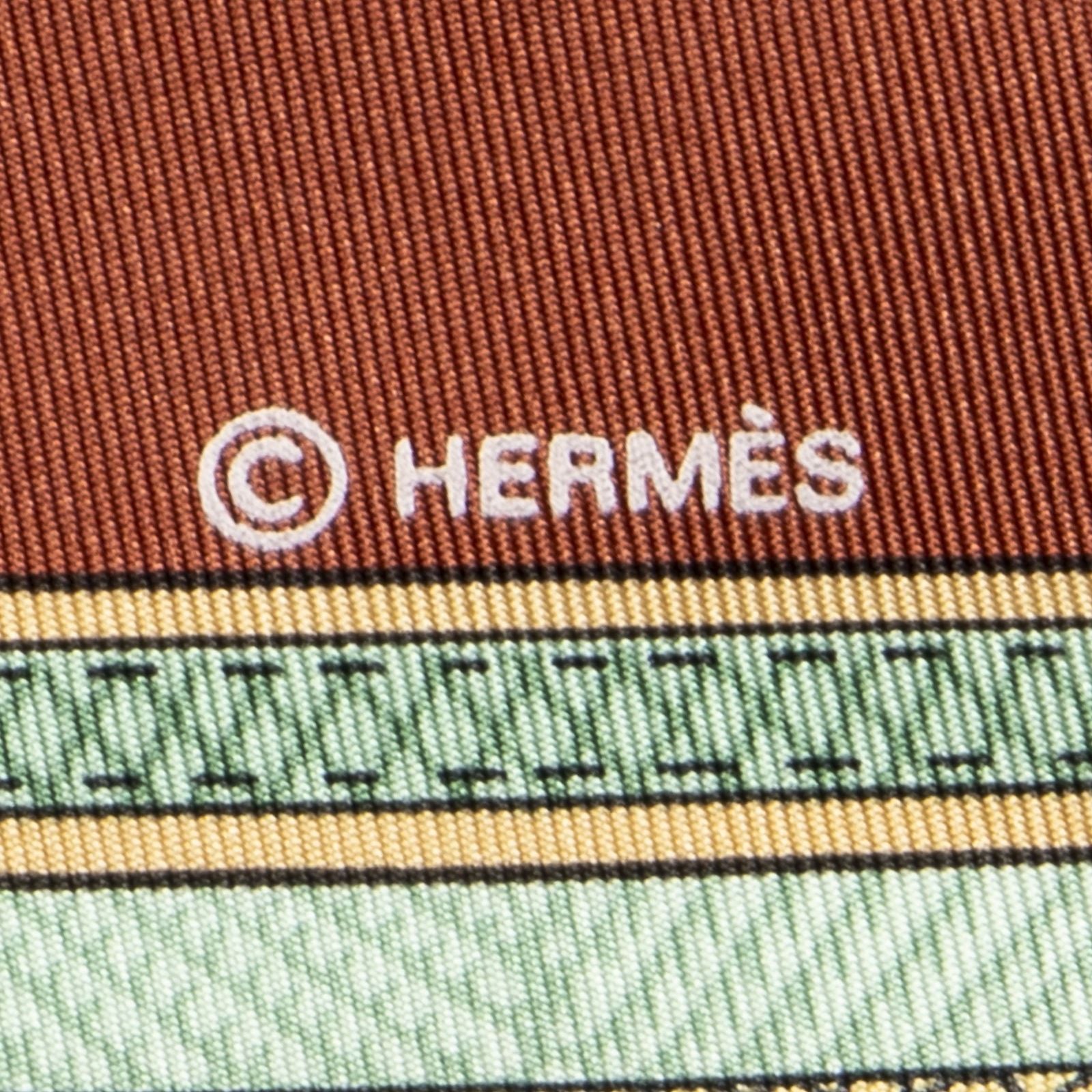 Hermes Scarf Red Brown Green Silk — view 4