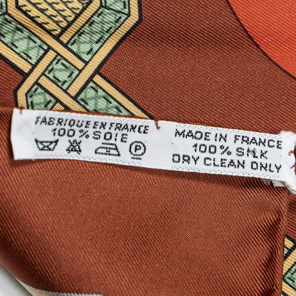 Hermes Scarf Red Brown Green Silk — view 5