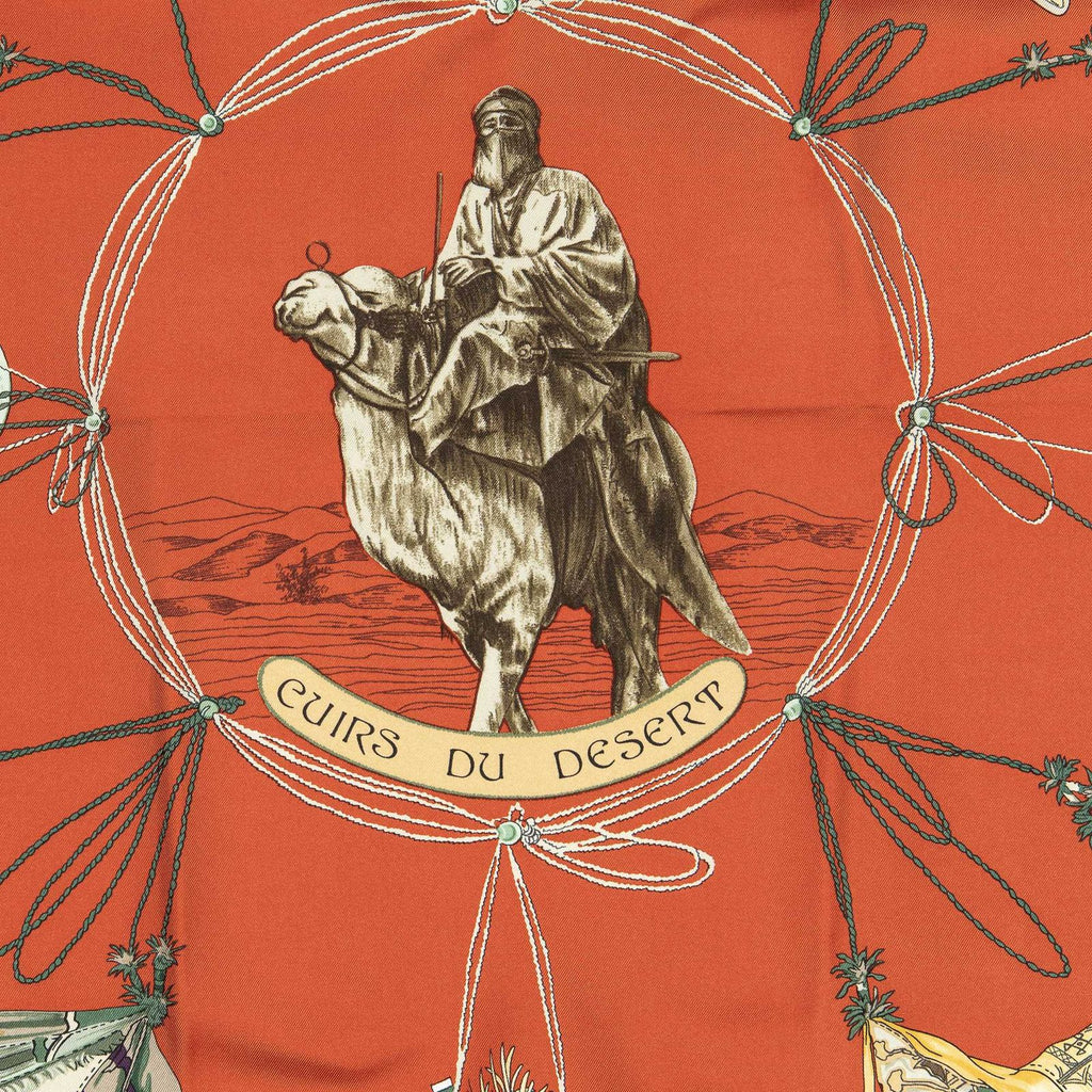 Hermes Scarf Red Brown Green Silk — view 3