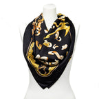 Hermes Scarf Black Gold Silk