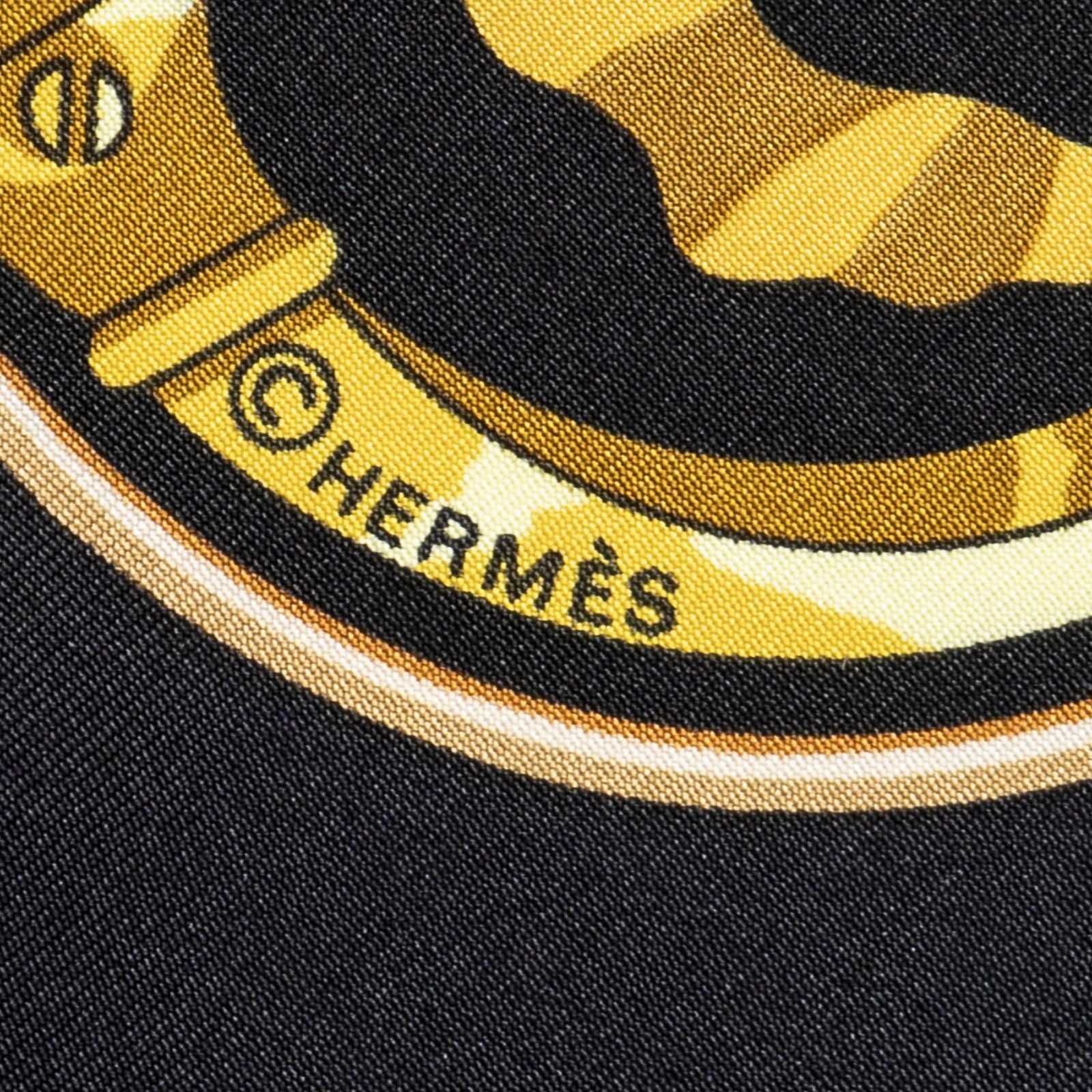 Hermes Scarf Black Gold Silk — view 4