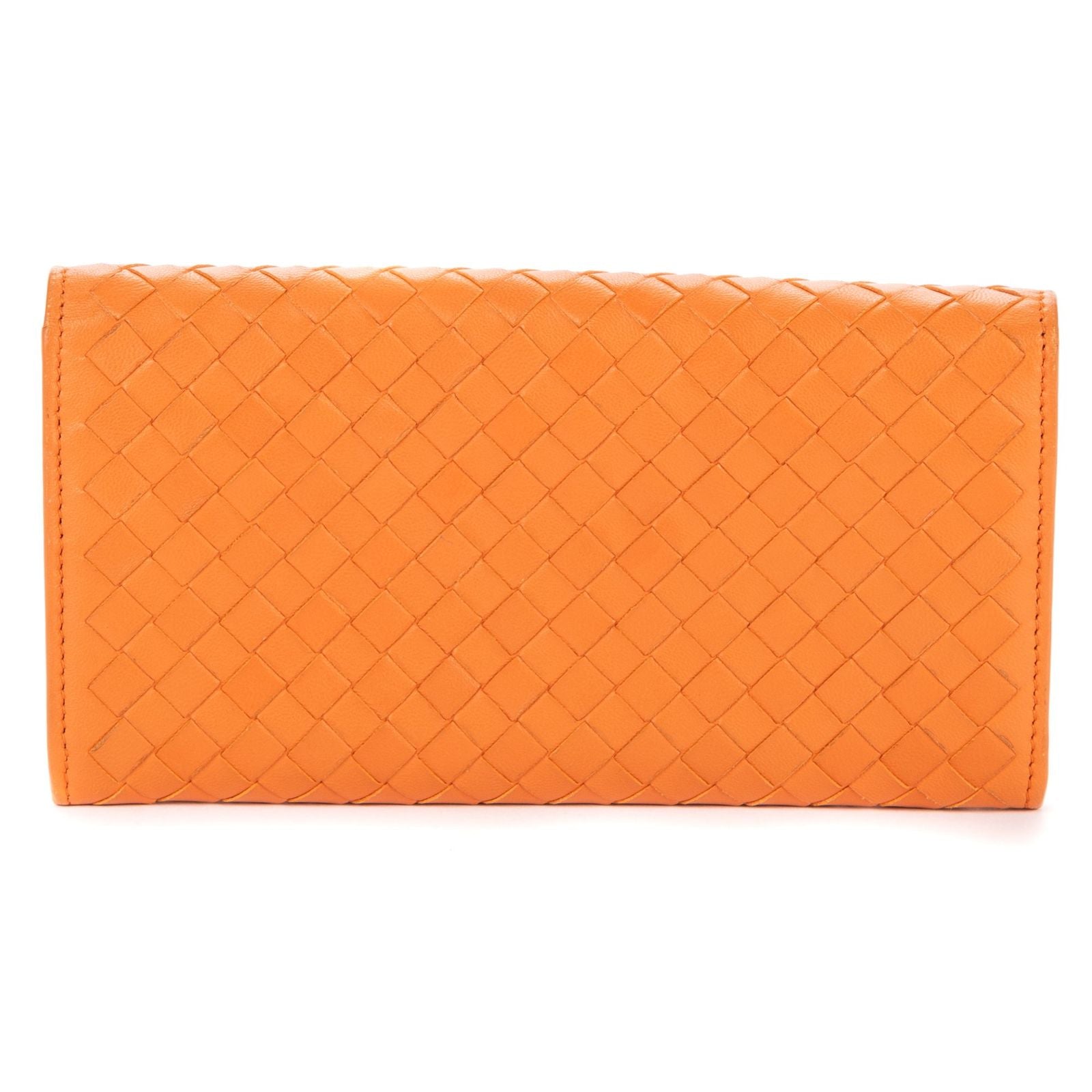 Bottega Venetal Flap Walletorange Intrecciato Calfskin Leathera Wallet — view 5