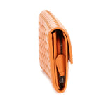 Bottega Venetal Flap Walletorange Intrecciato Calfskin Leathera Wallet — view 4