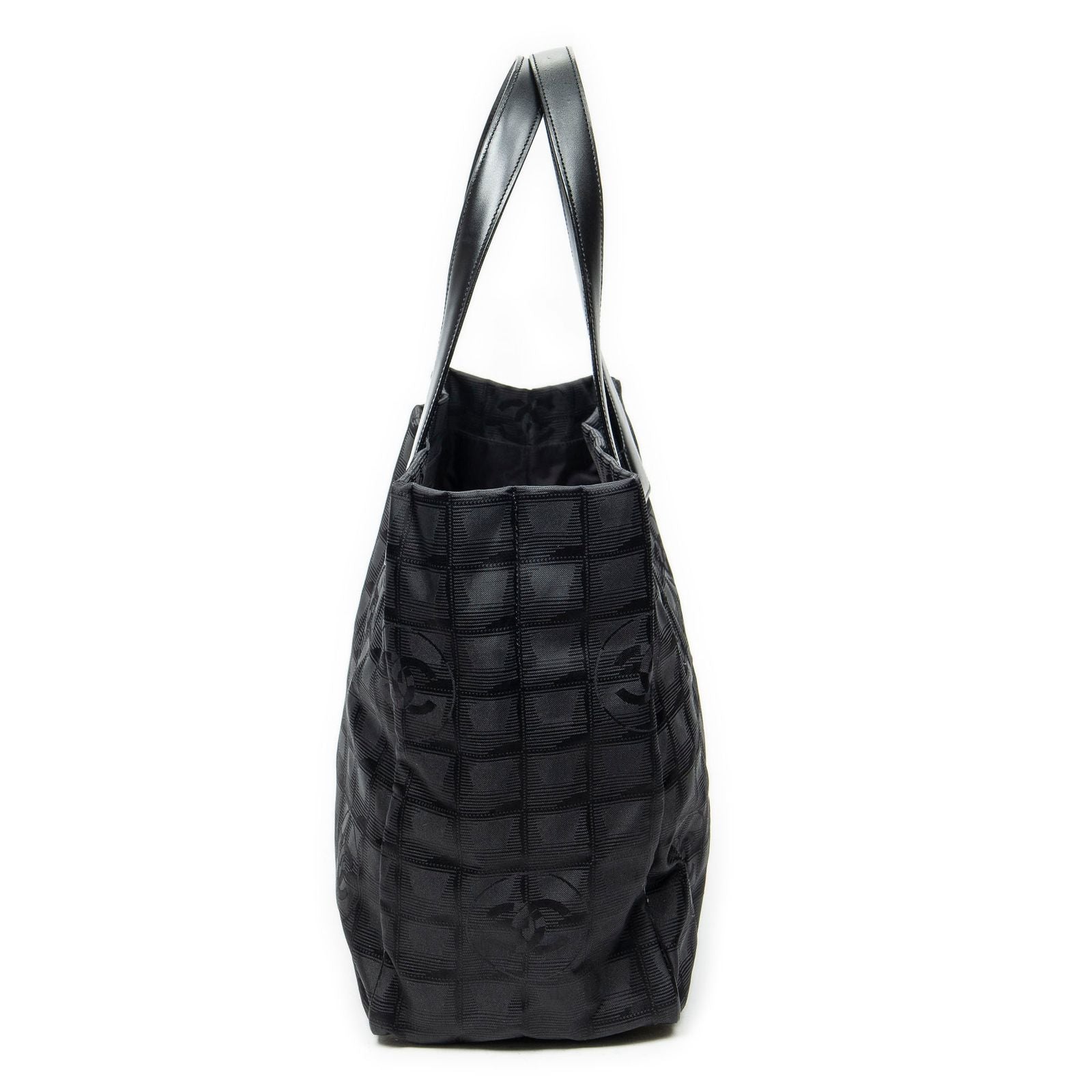 Chanel New Travel Line Medium Shopping Tote Black Nylon Canvas — view 4