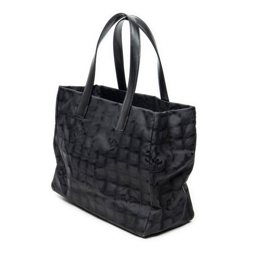 Chanel New Travel Line Medium Shopping Tote Black Nylon Canvas — view 2