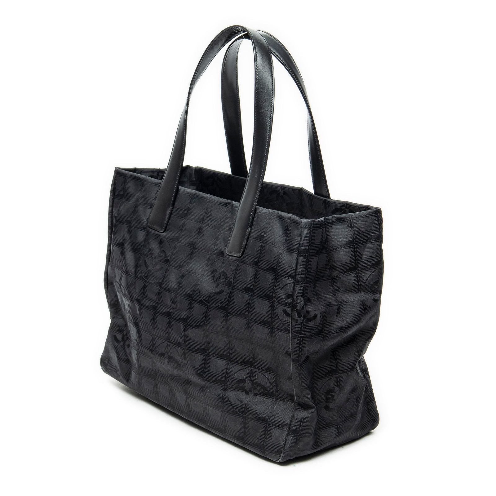Chanel New Travel Line Medium Shopping Tote Black Nylon Canvas — view 2