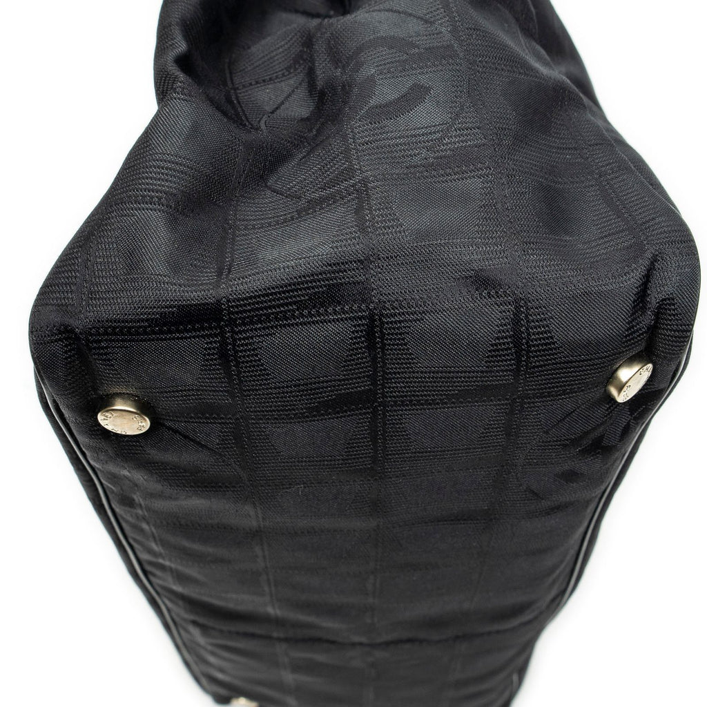 Chanel New Travel Line Medium Shopping Tote Black Nylon Canvas — view 7