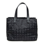 Chanel New Travel Line Medium Shopping Tote Black Nylon Canvas