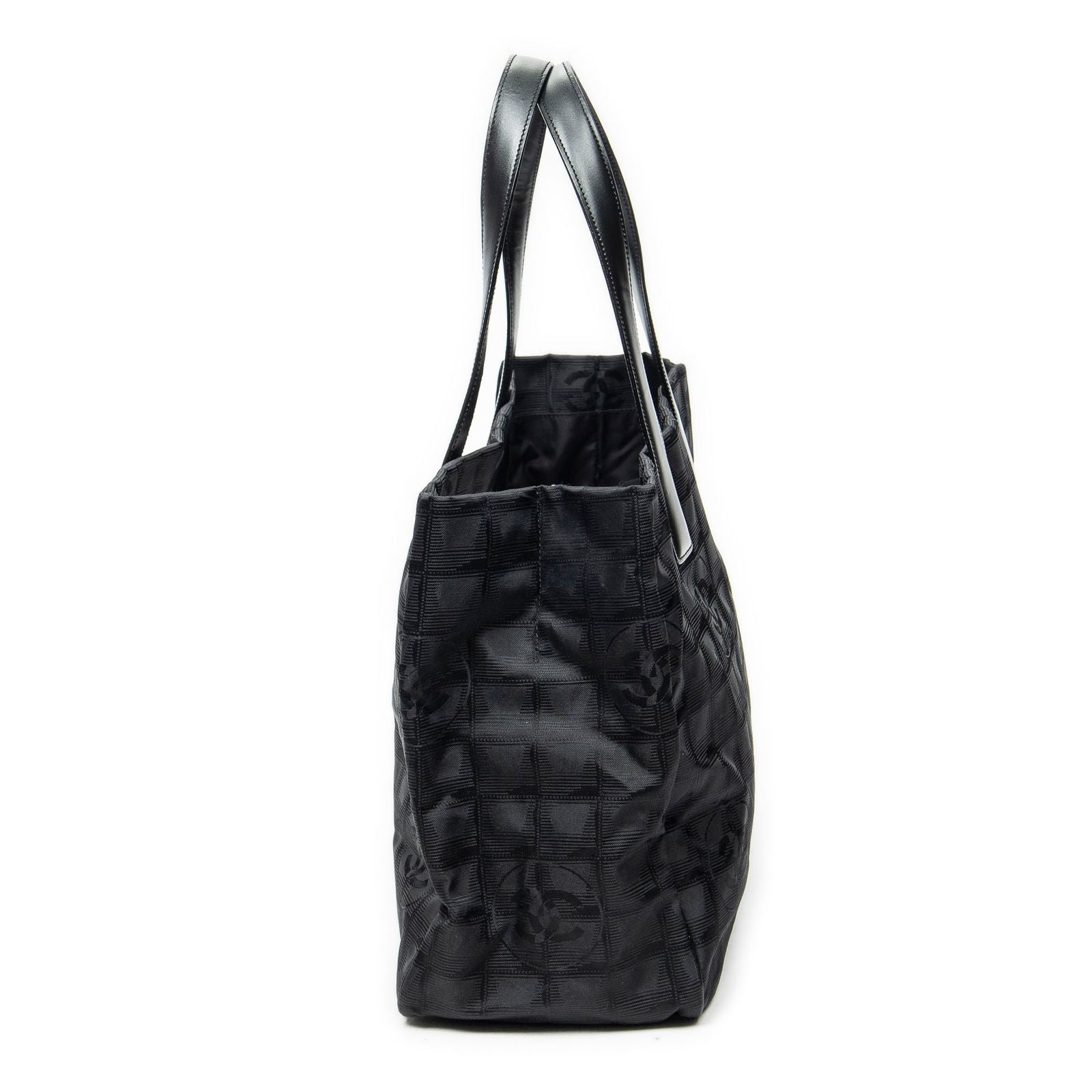 Chanel New Travel Line Medium Shopping Tote Black Nylon Canvas — view 3