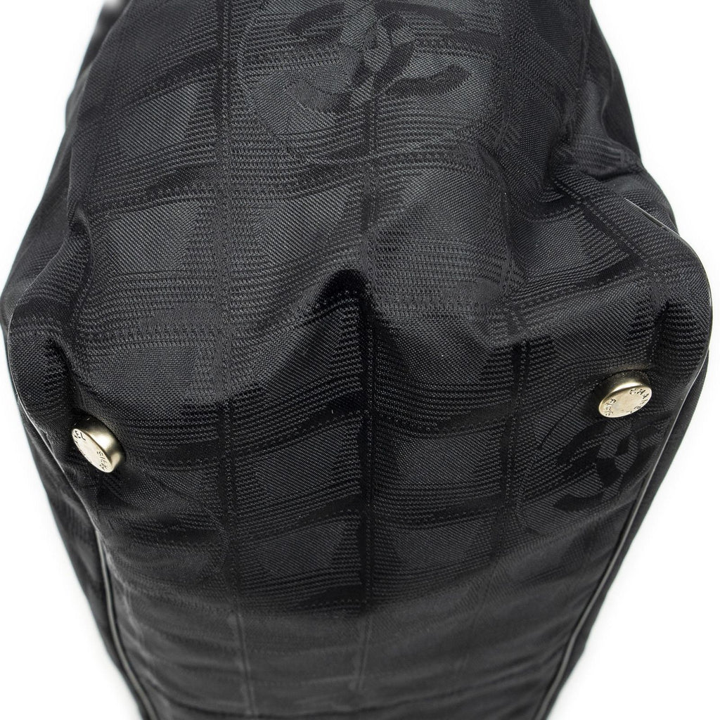 Chanel New Travel Line Medium Shopping Tote Black Nylon Canvas — view 8