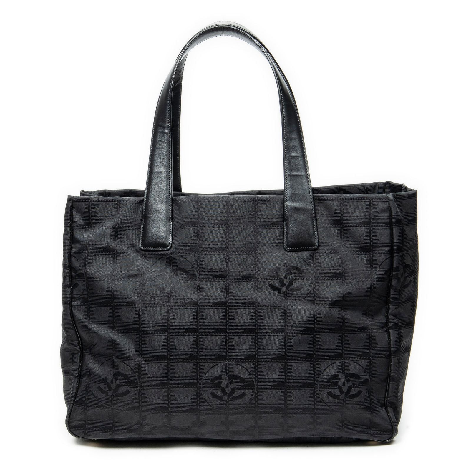 Chanel New Travel Line Medium Shopping Tote Black Nylon Canvas — view 5