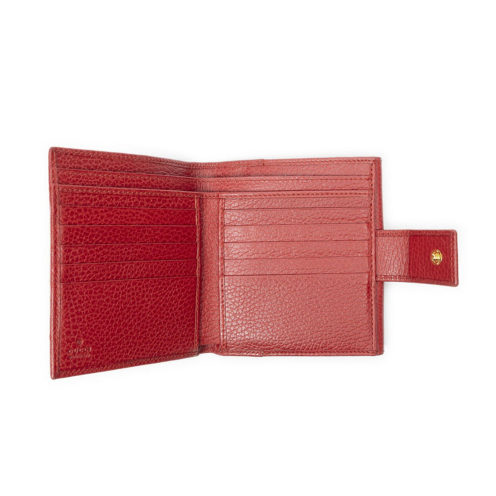 Gucci GG Marmont Compact Wallet Red Grain Calf Skin Leather — view 4