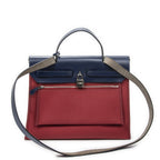 Hermes Herbag Zip Red Blue Toile Officier Handbag