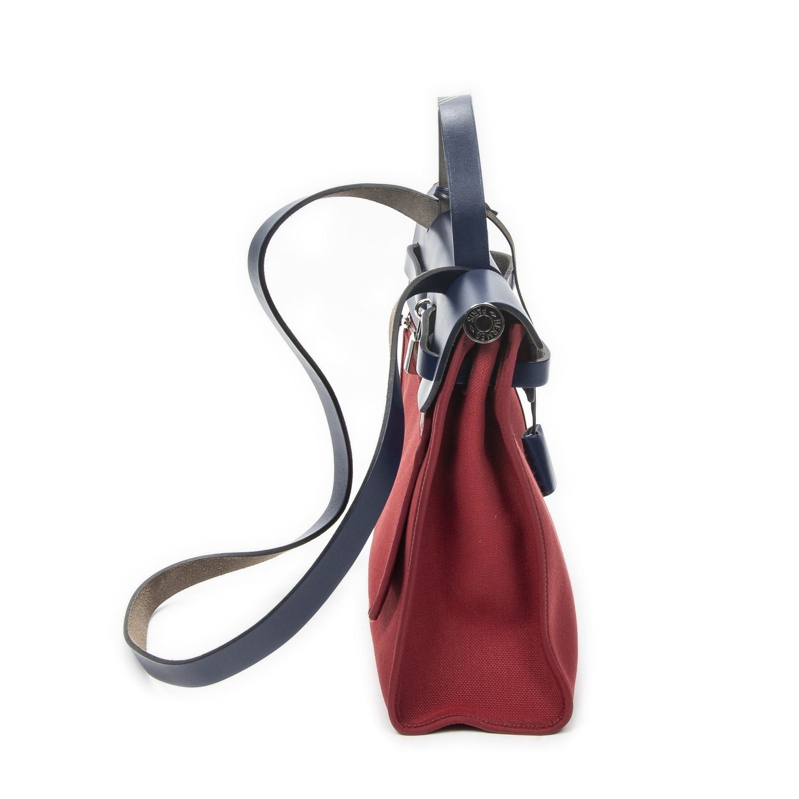 Hermes Herbag Zip Red Blue Toile Officier Handbag