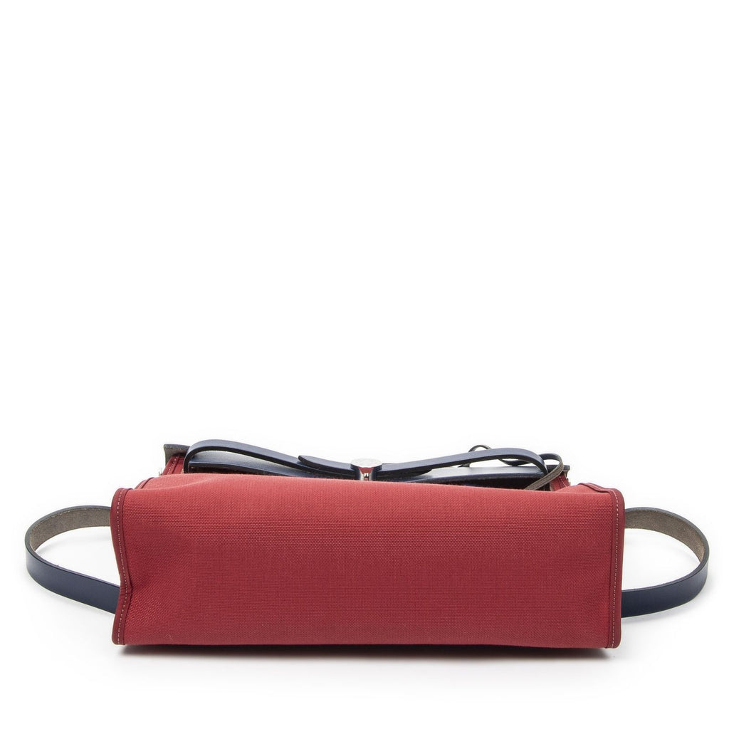 Hermes Herbag Zip Red Blue Toile Officier Handbag