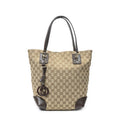 Gucci GG Charm Vertical Tote Beige Brown Canvas