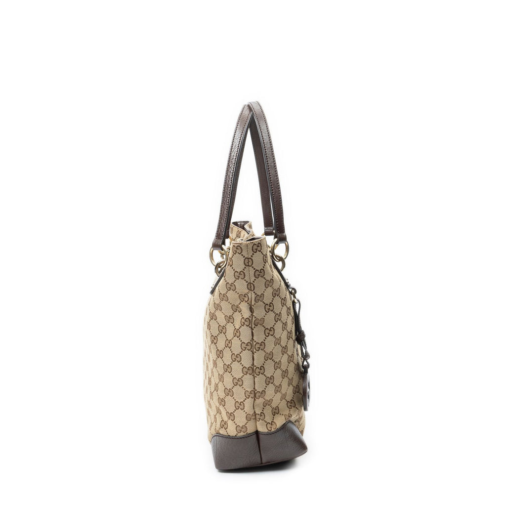 Gucci GG Charm Vertical Tote Beige Brown Canvas — view 4
