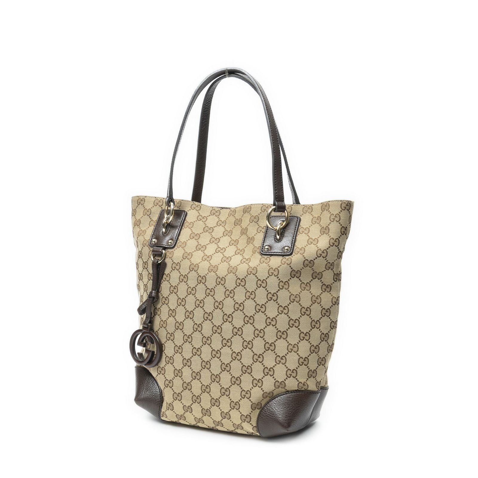 Gucci GG Charm Vertical Tote Beige Brown Canvas — view 2