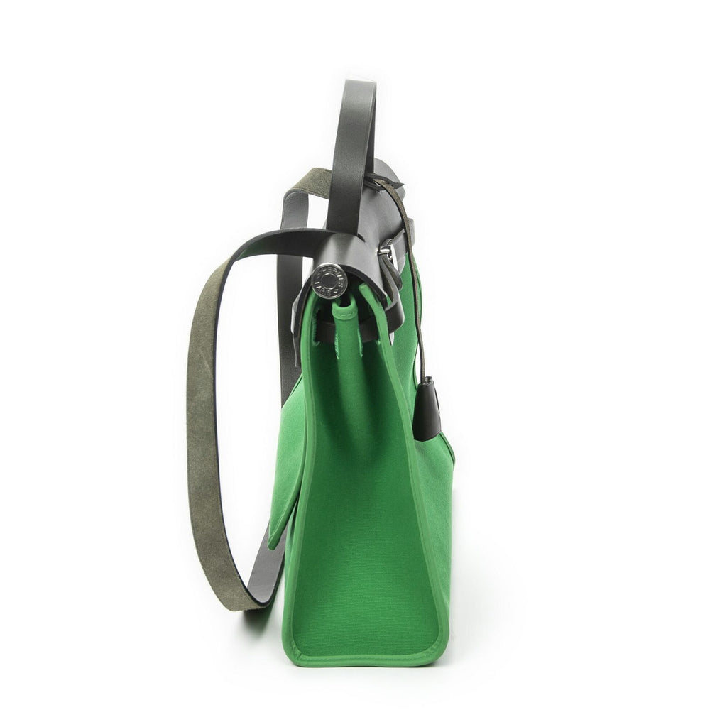 Hermes Herbag Zip Green Black Toile Officier Handbag — view 4