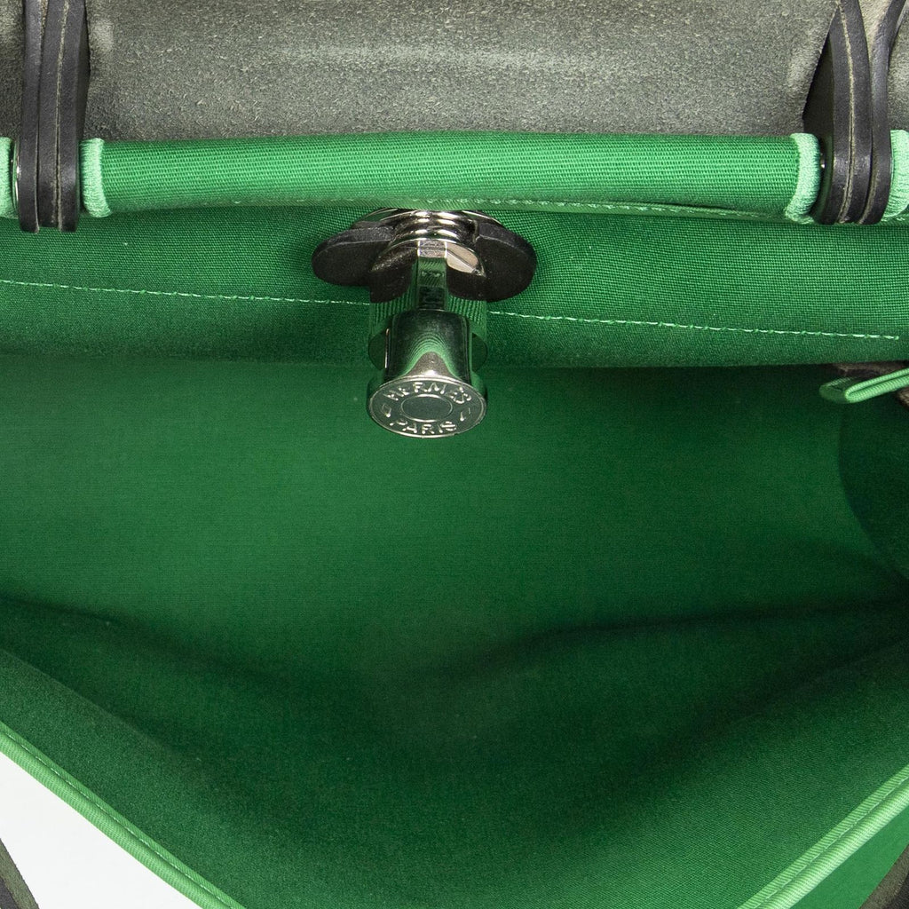 Hermes Herbag Zip Green Black Toile Officier Handbag — view 9