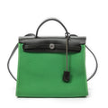 Hermes Herbag Zip Green Black Toile Officier Handbag