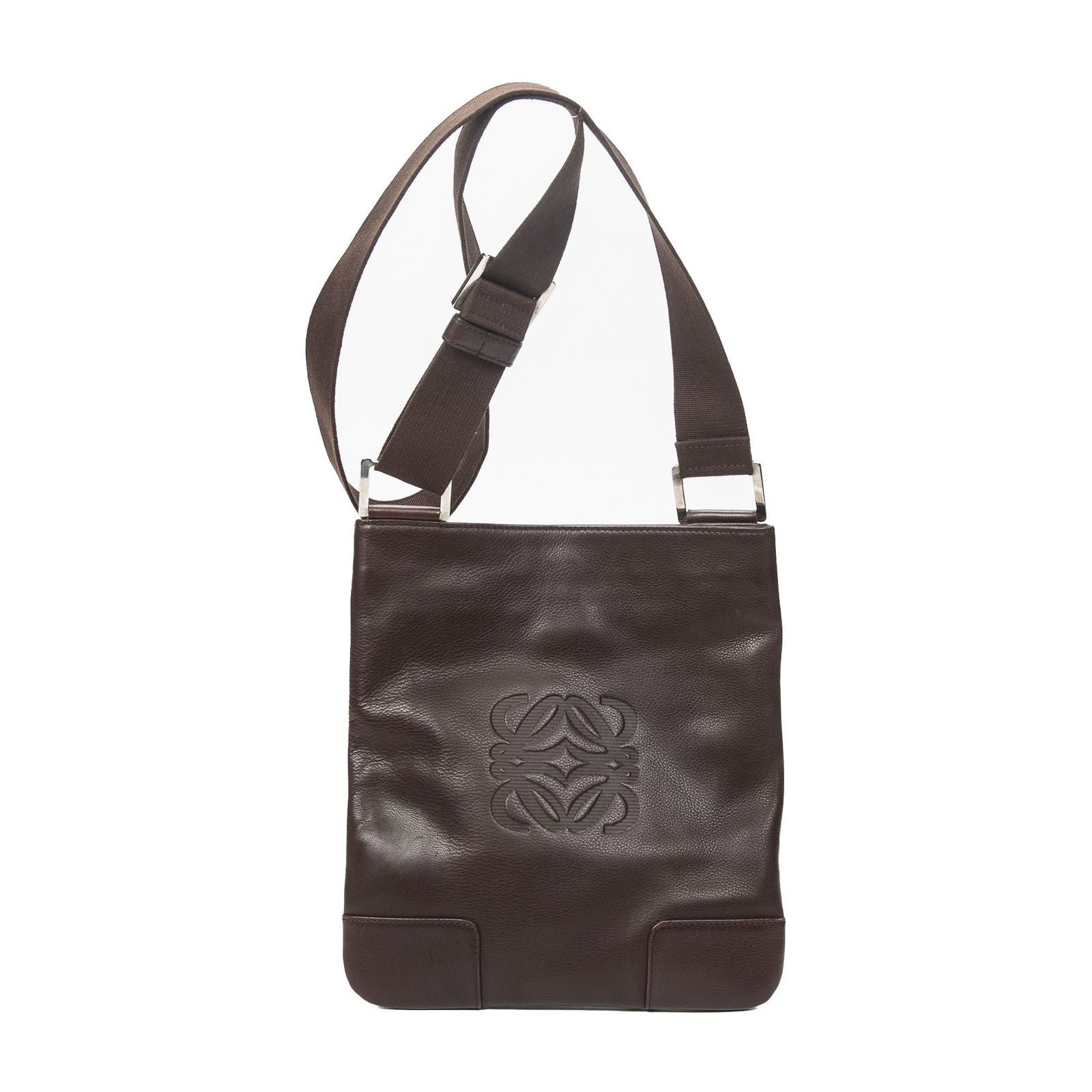 Loewe Anagram Flat Crossbody Brown Calfskin Leather