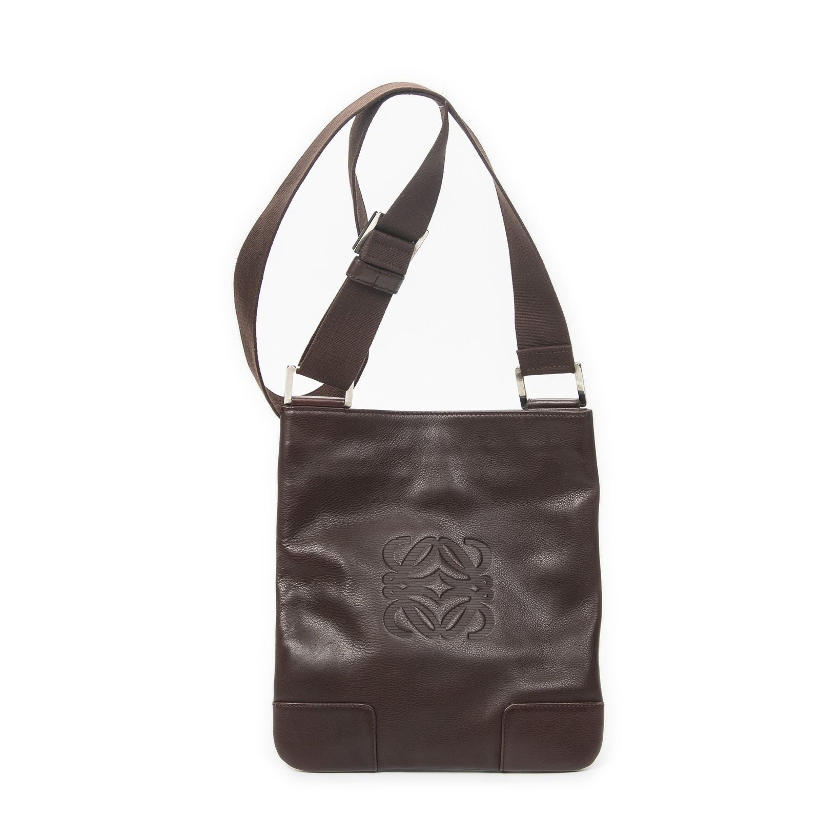 Loewe Anagram Flat Crossbody Brown Calfskin Leather — view 5