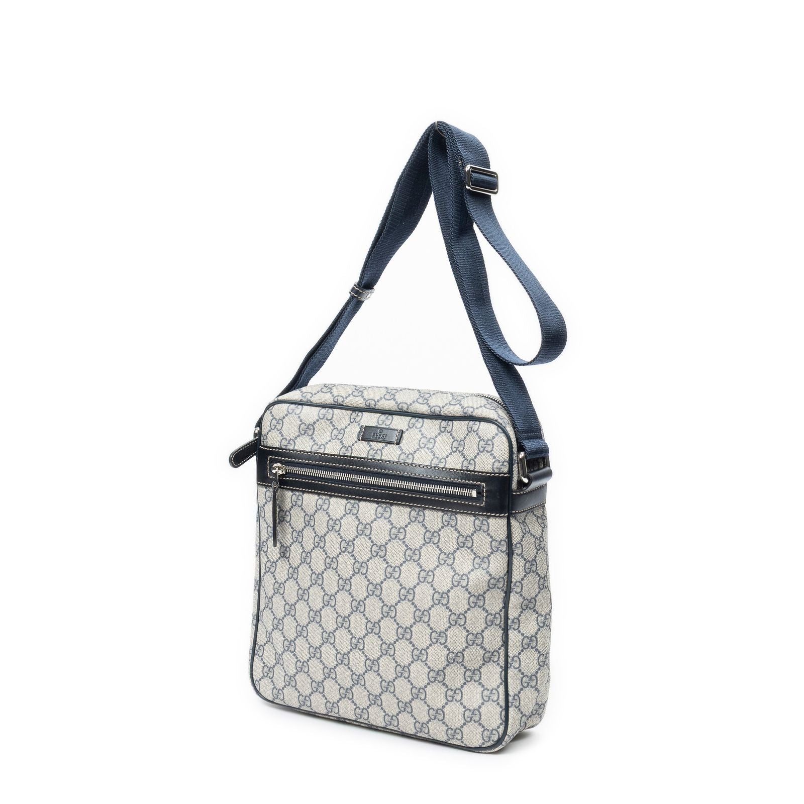 Gucci Half Moon Zip Messenger Gray Navy Supreme Canvas — view 2