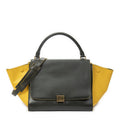 Celine Midi Trapeze Green Yellow Calfskin Leather Shoulder