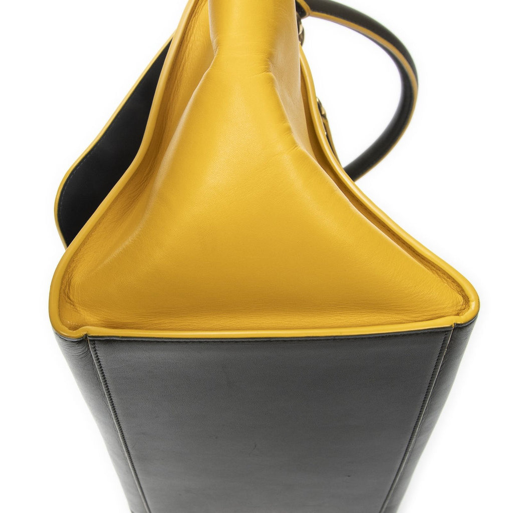 Celine Midi Trapeze Green Yellow Calfskin Leather Shoulder — view 8