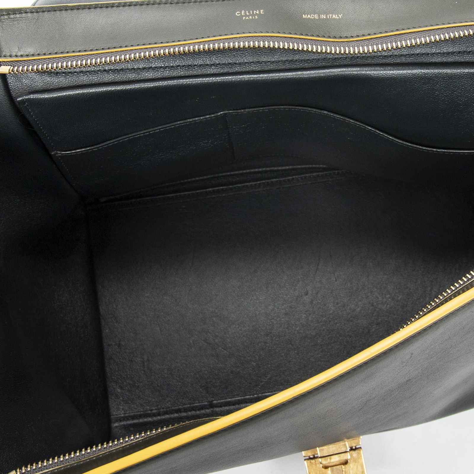 Celine Midi Trapeze Green Yellow Calfskin Leather Shoulder — view 9