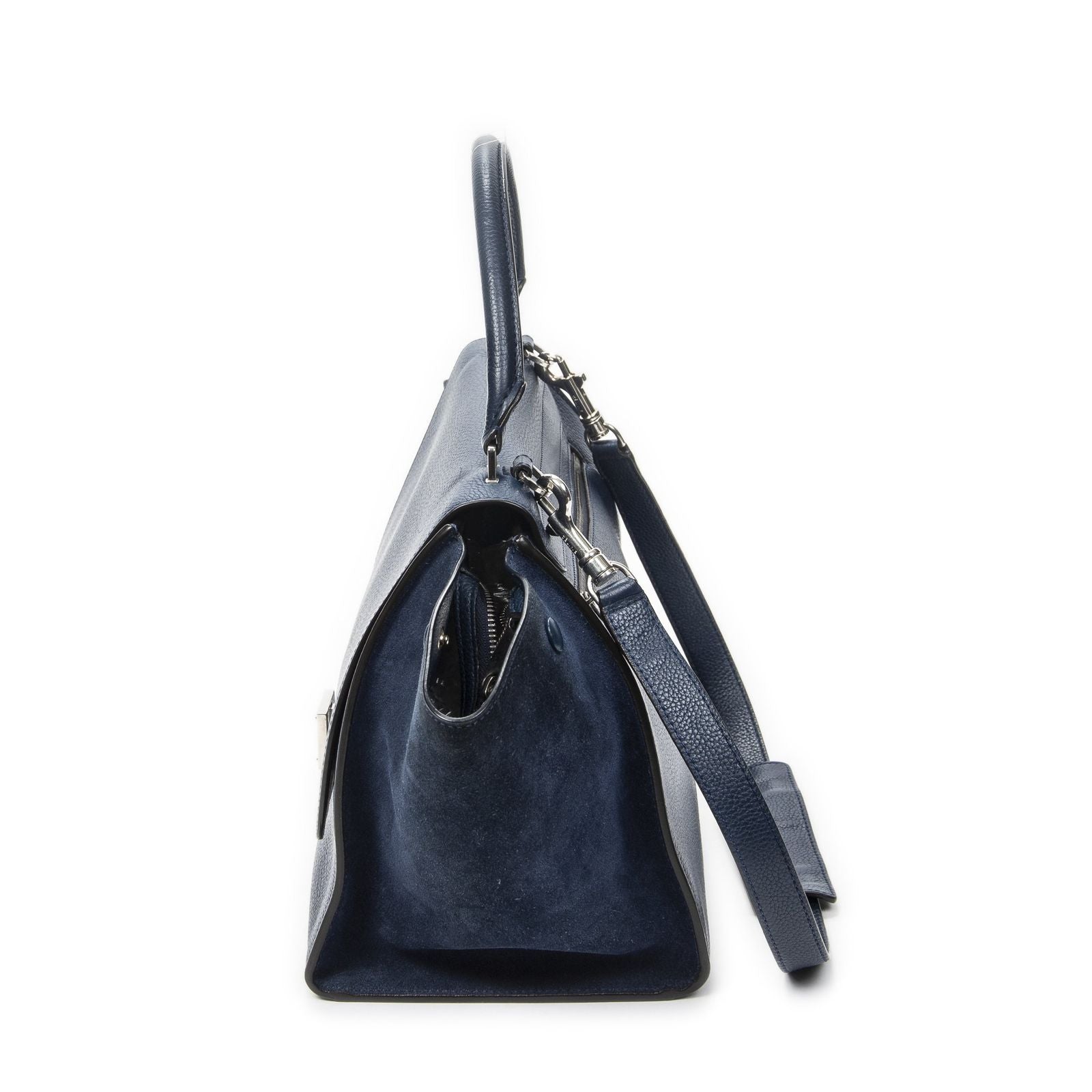 Celine Midi Trapeze Navy Grain Calf Skin Leather Shoulder — view 3