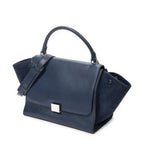 Celine Midi Trapeze Navy Grain Calf Skin Leather Shoulder — view 2