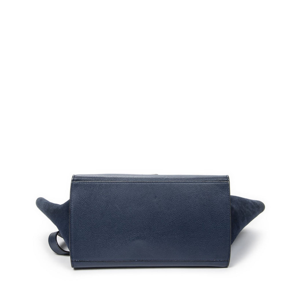 Celine Midi Trapeze Navy Grain Calf Skin Leather Shoulder — view 6