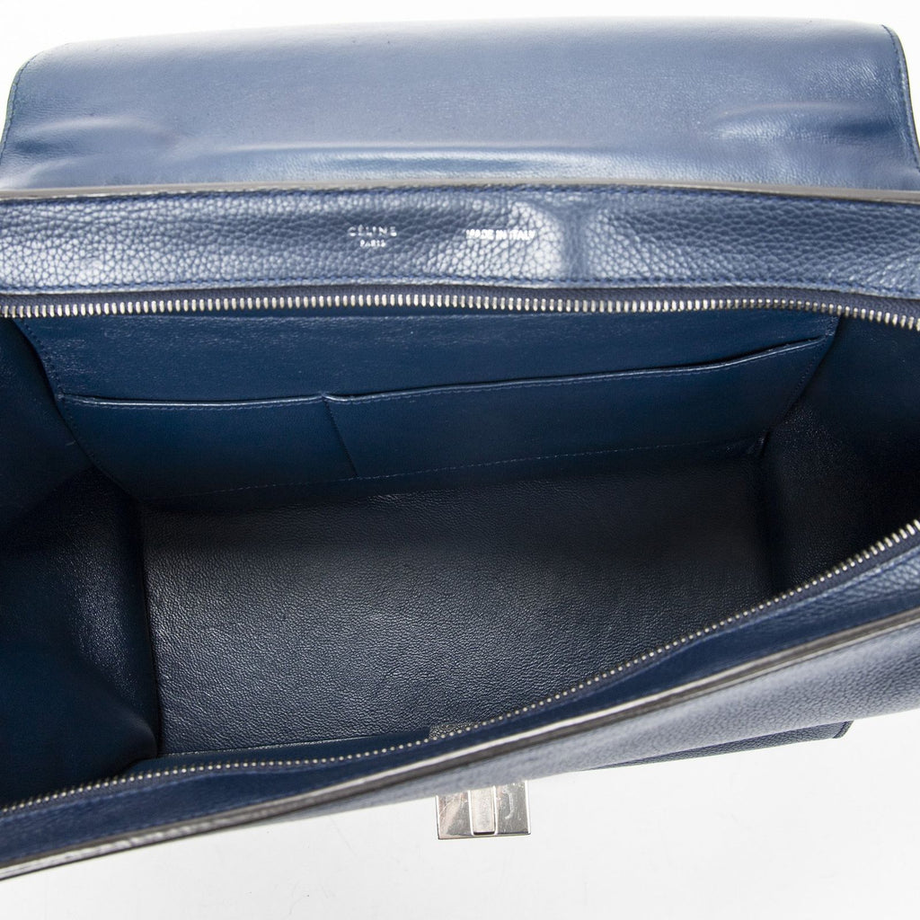 Celine Midi Trapeze Navy Grain Calf Skin Leather Shoulder — view 9