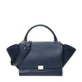 Celine Midi Trapeze Navy Grain Calf Skin Leather Shoulder