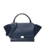 Celine Midi Trapeze Navy Grain Calf Skin Leather Shoulder