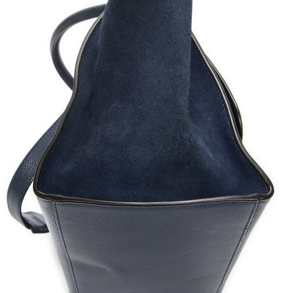 Celine Midi Trapeze Navy Grain Calf Skin Leather Shoulder — view 7