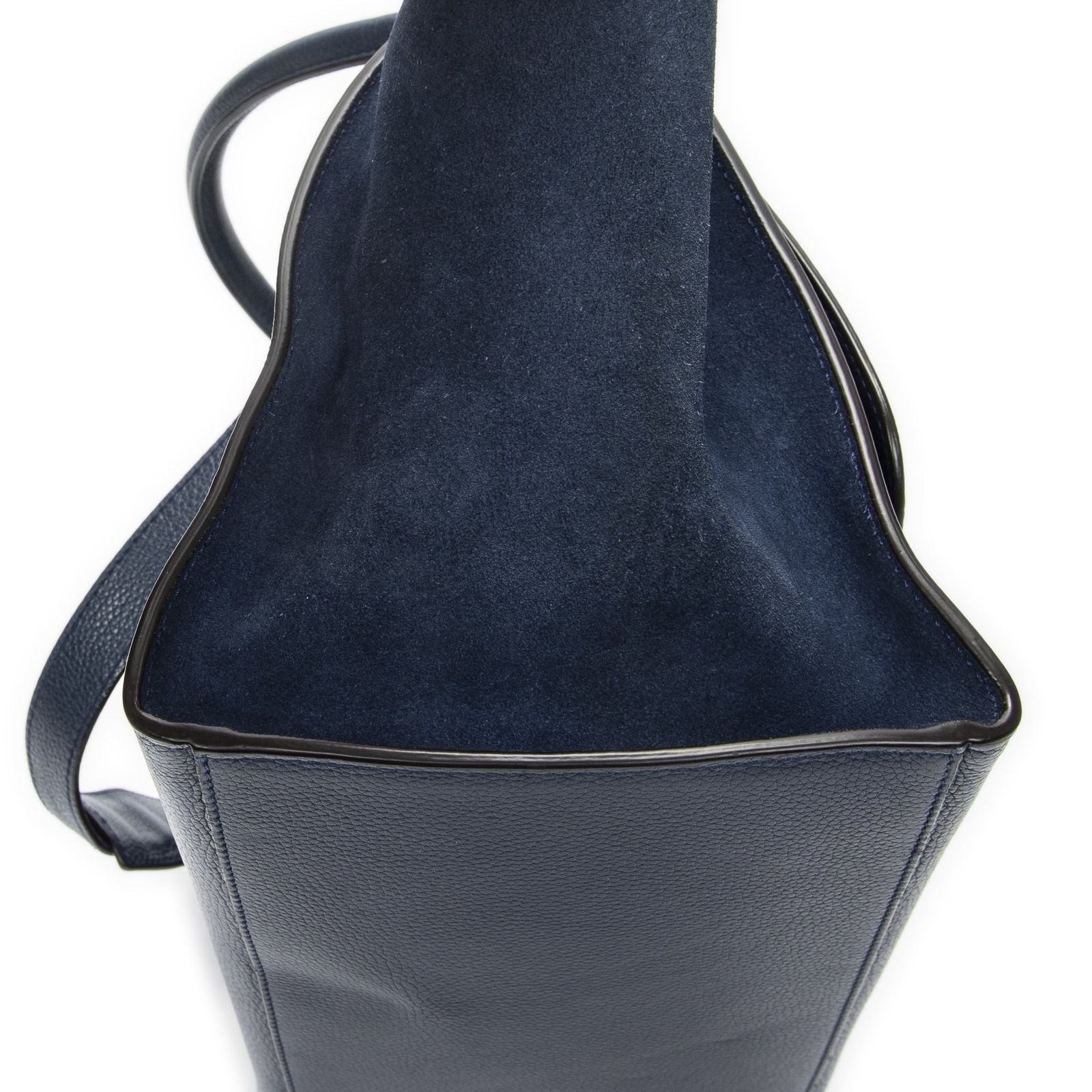 Celine Midi Trapeze Navy Grain Calf Skin Leather Shoulder — view 7
