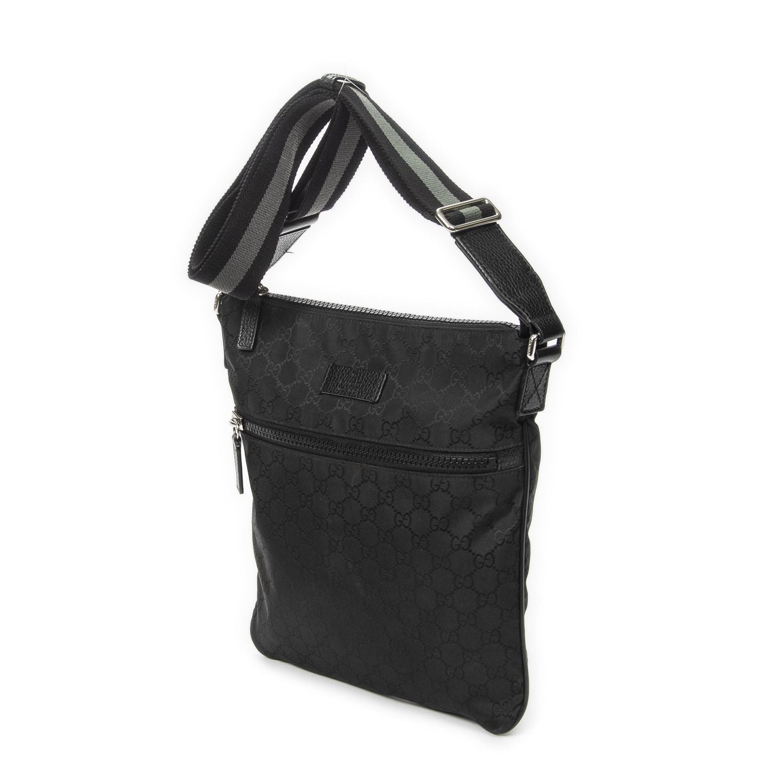 Gucci Zip Messenger Crossbody Black GG Nylon Canvas — view 2