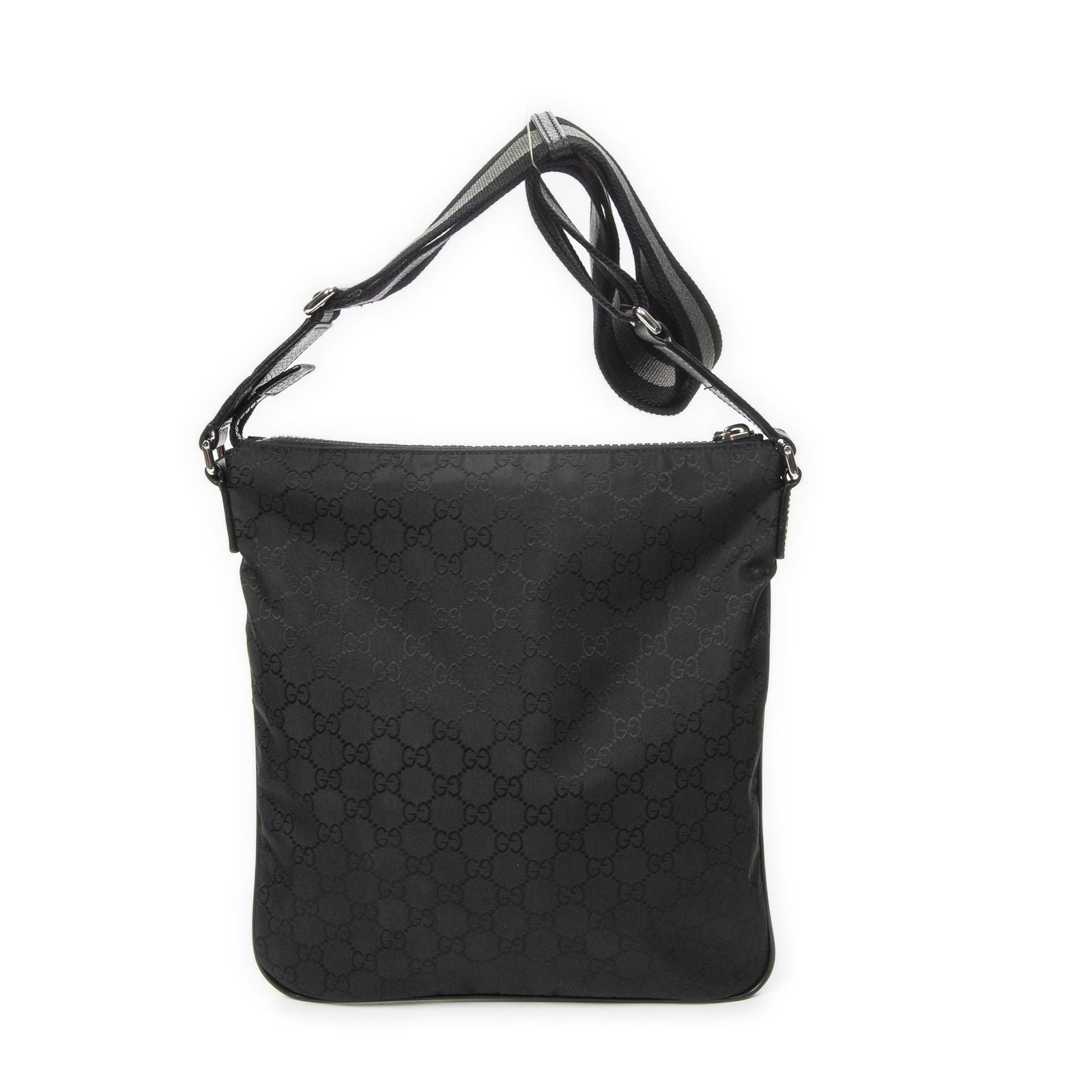Gucci Zip Messenger Crossbody Black GG Nylon Canvas — view 5