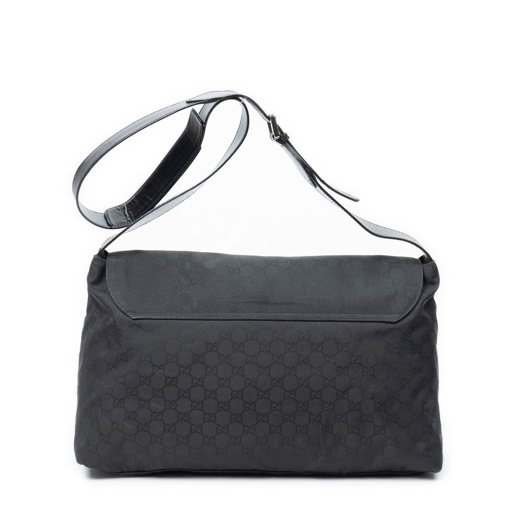 Gucci Large Flap Messenger Black GG Nylon Canvas — view 5