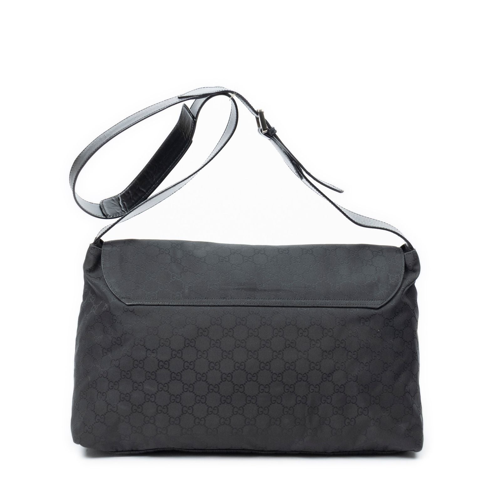 Gucci Large Flap Messenger Black GG Nylon Canvas — view 5