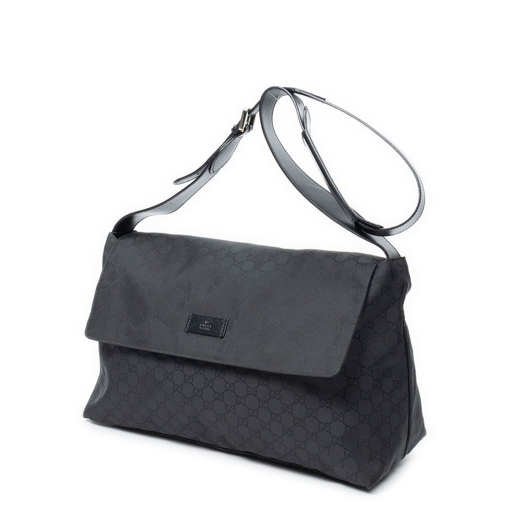 Gucci Large Flap Messenger Black GG Nylon Canvas — view 2