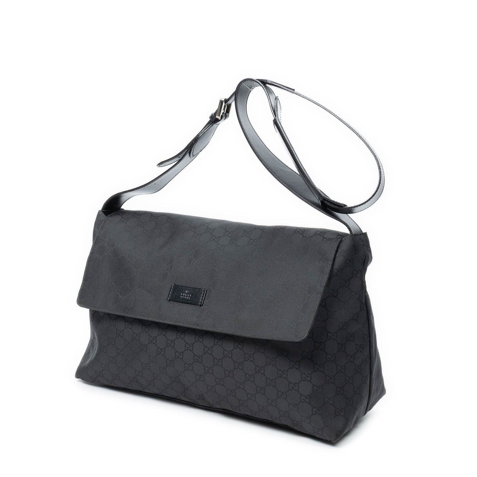 Gucci Large Flap Messenger Black GG Nylon Canvas — view 2