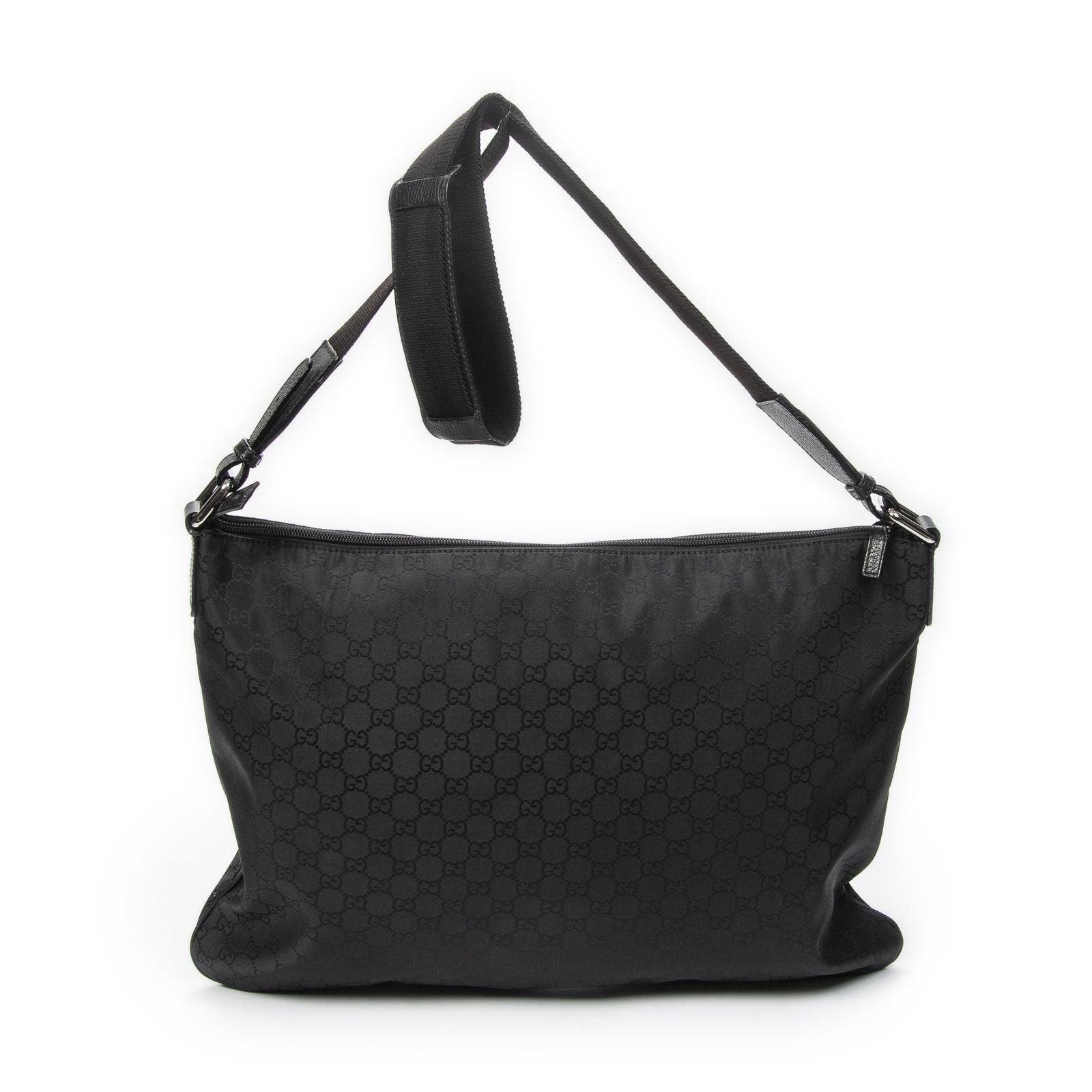Gucci Large Flat Messenger Black GG Nylon Canvas — view 5