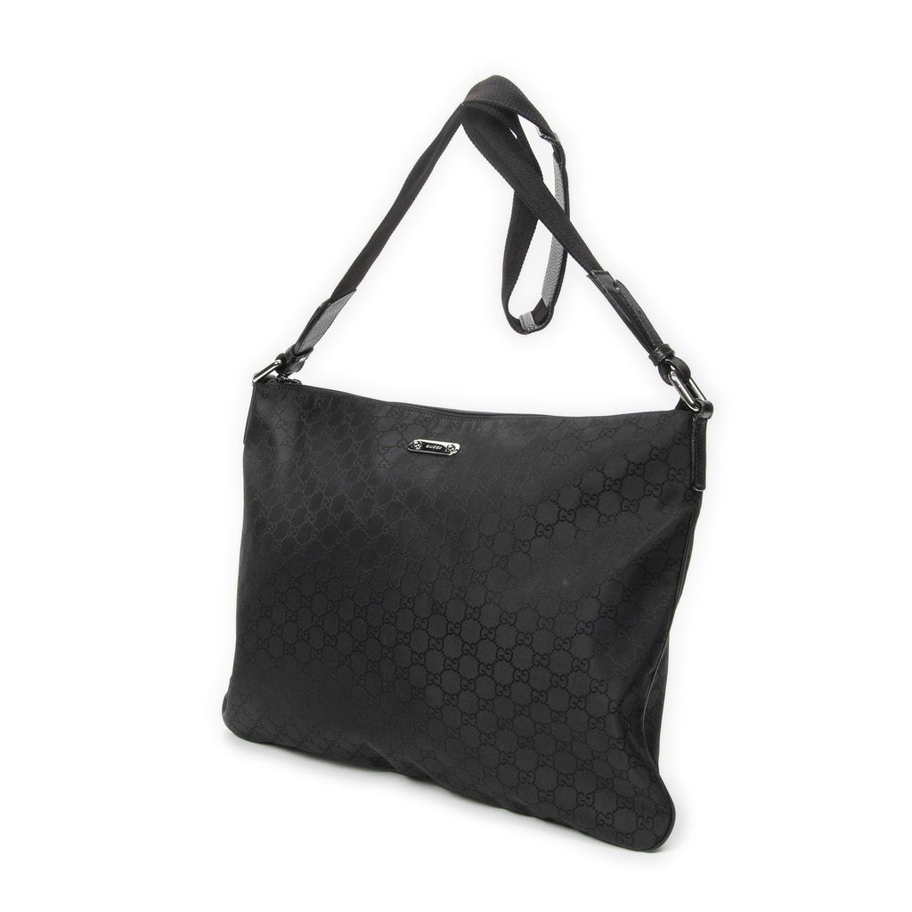 Gucci Large Flat Messenger Black GG Nylon Canvas — view 2