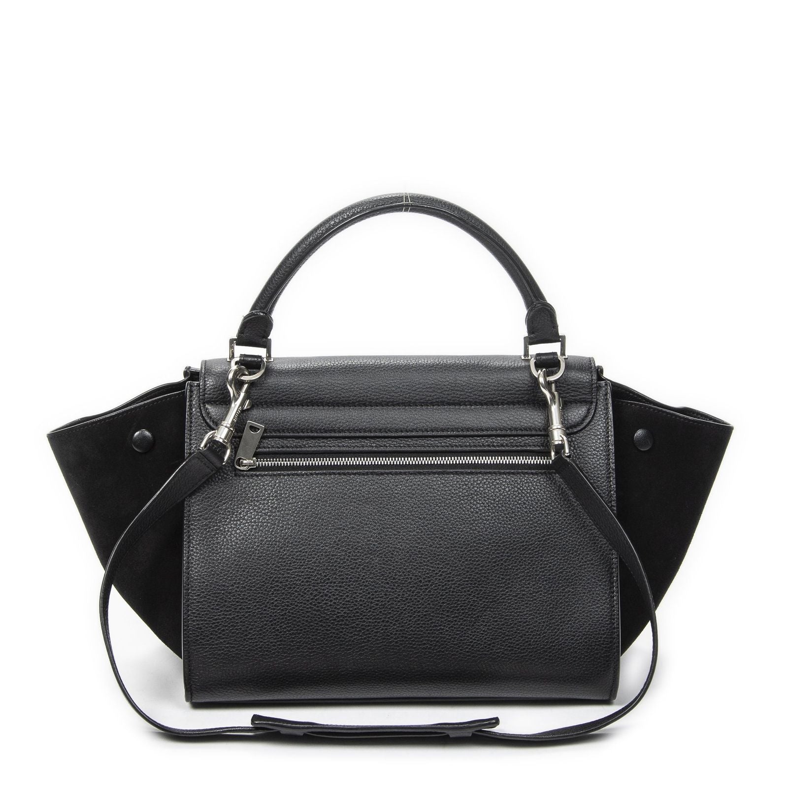 Celine Small Medium Swing Black Grain Calfskin Leather Shoulder Bag