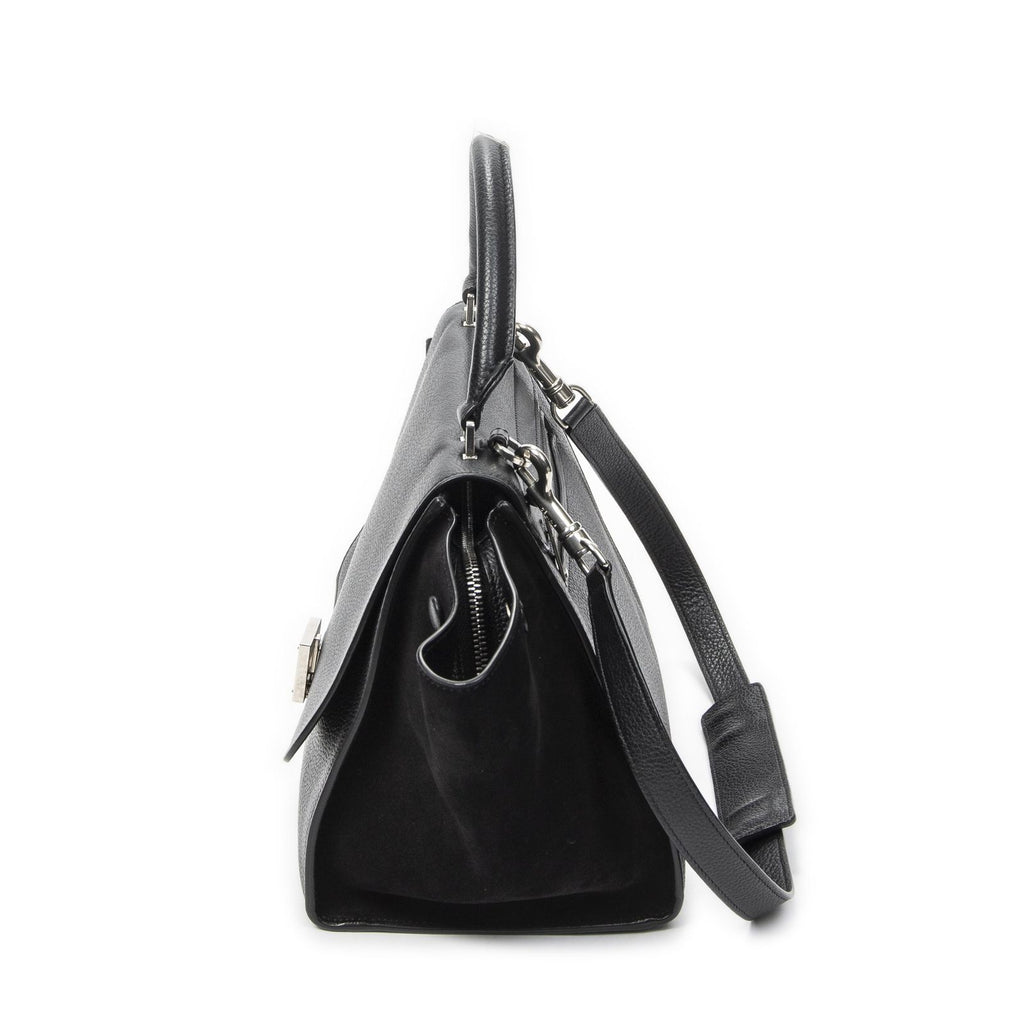 Celine Small Medium Swing Black Grain Calfskin Leather Shoulder Bag
